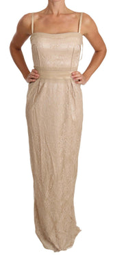 Dolce & Gabbana Beige Lace Spaghetti Strap Sheath Dress -   -  Dolce & Gabbana.
